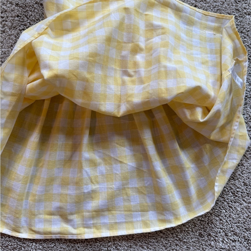Girls sundress Yellow Plaid summer dress flutter short sleeve size 6 - Picture 7 of 9